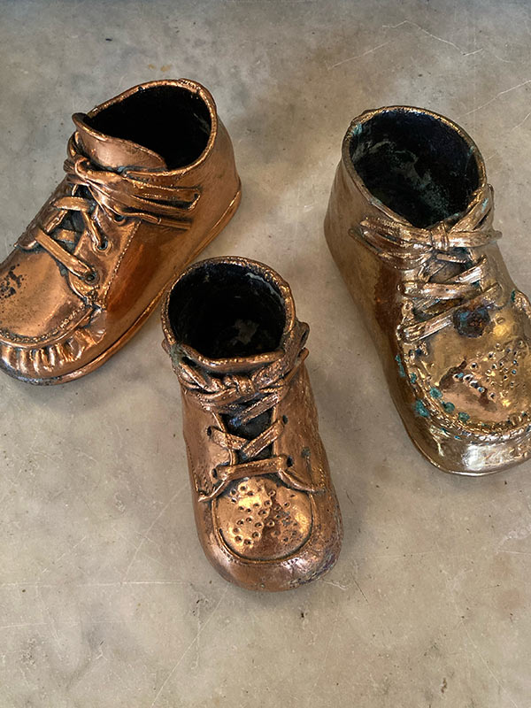 Antique Bronze Baby Shoe Pots