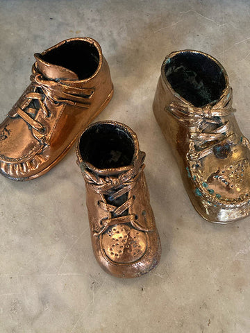 Antique Bronze Baby Shoe Pots