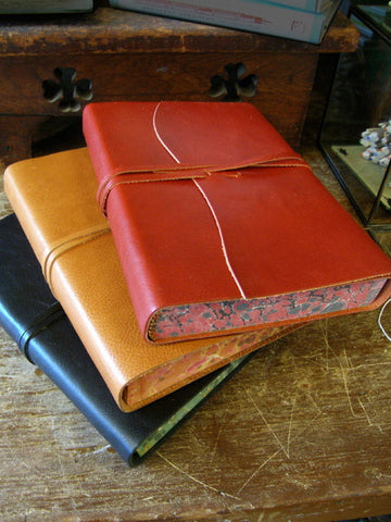 leather journals with ivory laid paper